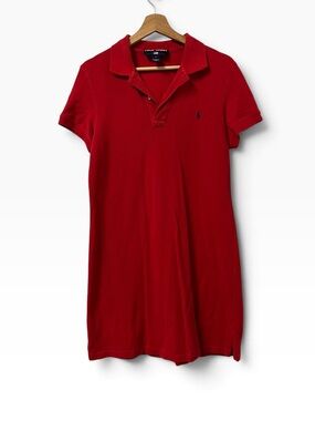 Vintage Y2K Polo Sport Ralph Lauren Tennis Dress Women’s L Red Cotton Logo